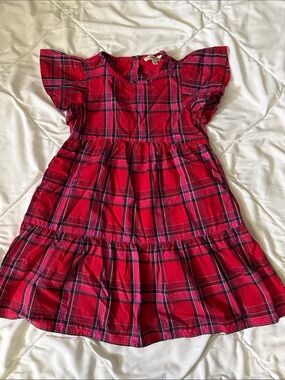 Tucker + Tate Red Plaid Tiered Flutter Sleeve Dress